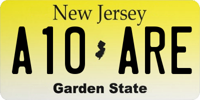 NJ license plate A10ARE