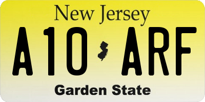 NJ license plate A10ARF