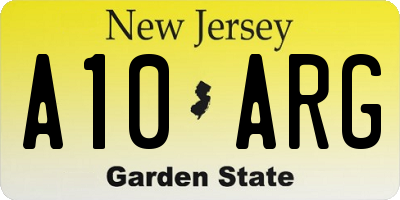 NJ license plate A10ARG
