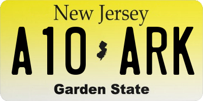 NJ license plate A10ARK