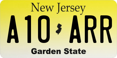 NJ license plate A10ARR