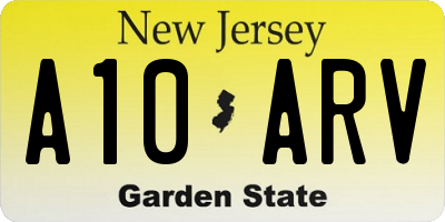 NJ license plate A10ARV