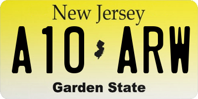 NJ license plate A10ARW