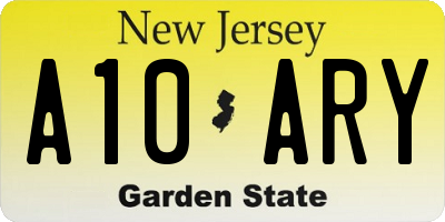 NJ license plate A10ARY