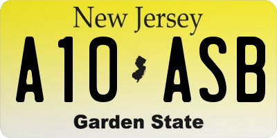 NJ license plate A10ASB