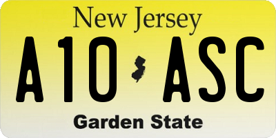 NJ license plate A10ASC