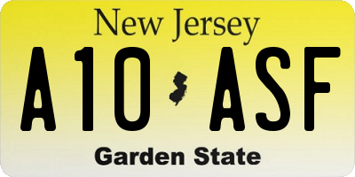 NJ license plate A10ASF