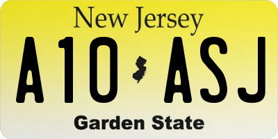 NJ license plate A10ASJ