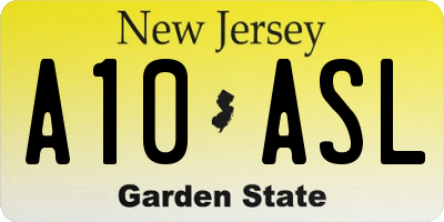 NJ license plate A10ASL