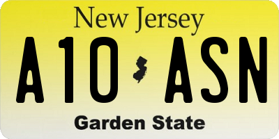 NJ license plate A10ASN