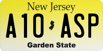 NJ license plate A10ASP