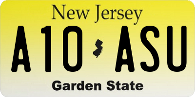 NJ license plate A10ASU