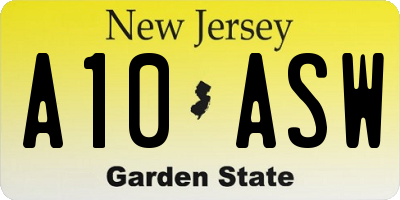 NJ license plate A10ASW