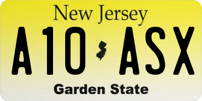 NJ license plate A10ASX