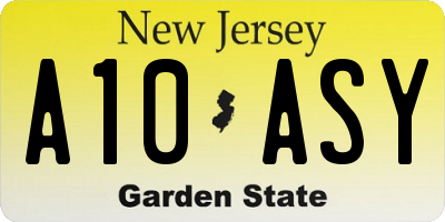 NJ license plate A10ASY