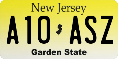 NJ license plate A10ASZ