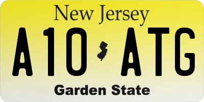 NJ license plate A10ATG