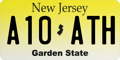 NJ license plate A10ATH