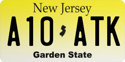 NJ license plate A10ATK