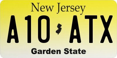 NJ license plate A10ATX