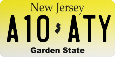 NJ license plate A10ATY