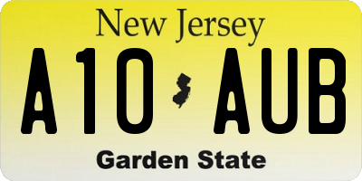 NJ license plate A10AUB