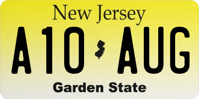 NJ license plate A10AUG