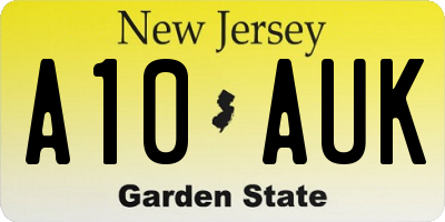 NJ license plate A10AUK