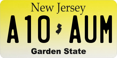 NJ license plate A10AUM