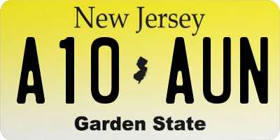 NJ license plate A10AUN