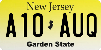 NJ license plate A10AUQ