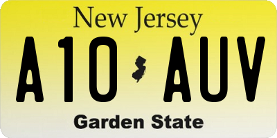 NJ license plate A10AUV