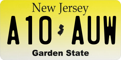 NJ license plate A10AUW