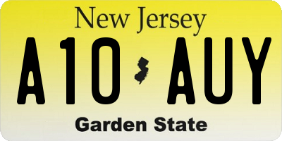 NJ license plate A10AUY