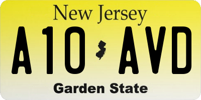 NJ license plate A10AVD