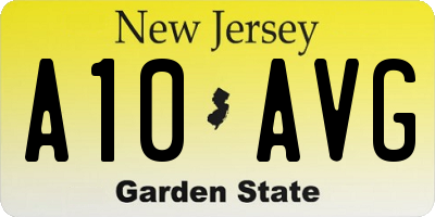 NJ license plate A10AVG