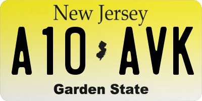 NJ license plate A10AVK