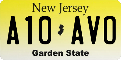 NJ license plate A10AVO