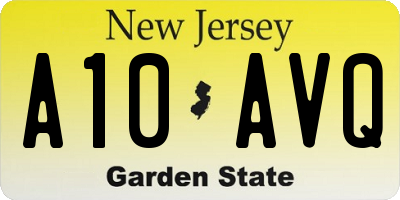 NJ license plate A10AVQ