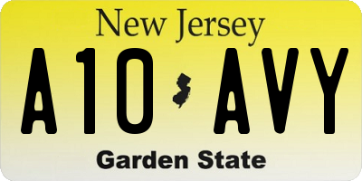 NJ license plate A10AVY