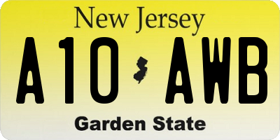 NJ license plate A10AWB