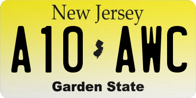 NJ license plate A10AWC