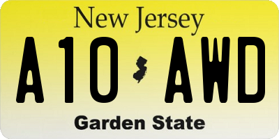 NJ license plate A10AWD