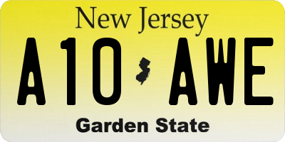 NJ license plate A10AWE