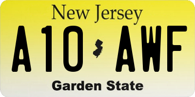 NJ license plate A10AWF