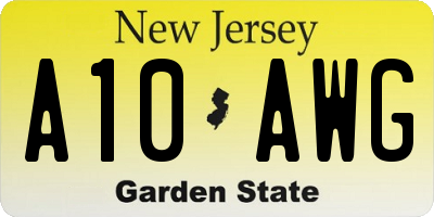 NJ license plate A10AWG