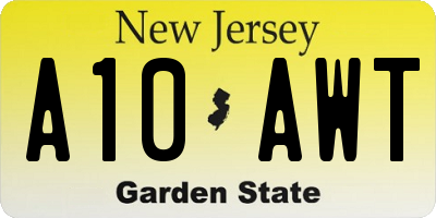 NJ license plate A10AWT