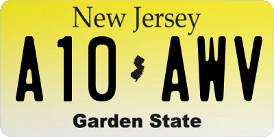 NJ license plate A10AWV