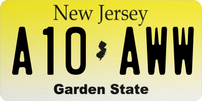 NJ license plate A10AWW