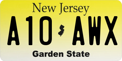 NJ license plate A10AWX